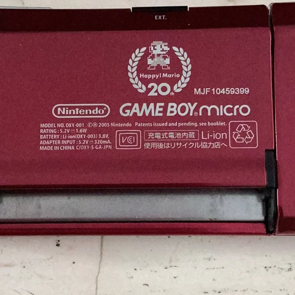 Nintendo Mario 20th Anniversary Game Boy Micro Console CIB Complete Backlit GBA
